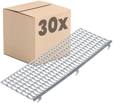 INEFA 30x Laubfangstreifen-Set Dachrinnen Laubschutz 100cm, NW100-150 (Ø100-160mm) Grau Dachrinnenabdeckung Dachrinnenzubehör Made in Germany