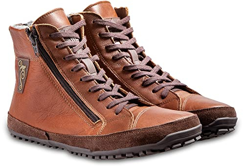 Magical Shoes Demi-bottes d'hiver minimalistes en cuir doublées à lacets pieds nus, Alaska, 37 EU