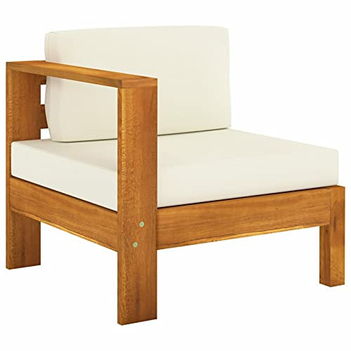Catherinol Mittelsofa mit 1 Armlehne, Loungesofa, Sitzecke Garten, Gartensofa, Multifunktionssofa, Balkonset, Palettenmöbel, Europaletten Möbel, Balkonmöbel, Cremeweiß Massivholz Akazie