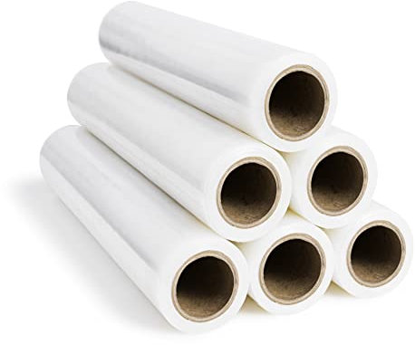 RAGO Lot de 6 films extensibles transparents pour meubles - 150 m - Rouleau de film étirable à la main - Film pour palette - Film enroulé - Matériau d'emballage (7,5 x 7,5 x 40 cm)