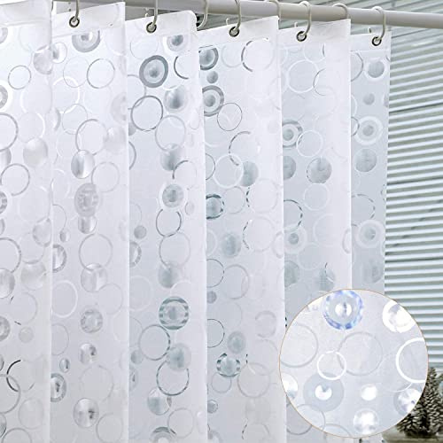 Qidordour EVA Bathroom Shower Curtain Liner Mould Proof Mildew Resistant, 183x183cm 3D Frosted Bubble Heavy Duty Waterproof Shower Curtain Liner with Magnets Thick Plastic Shower Curtains, 12 Hooks
