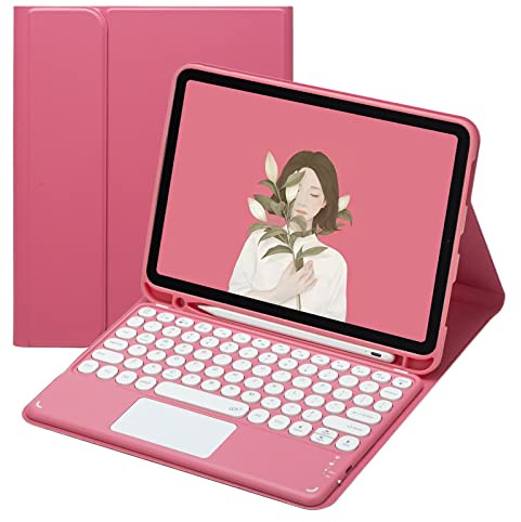 PboyiqiS Keyboard Case for iPad Pro 11 2022/2021/2020-Touchpad Detachable Keyboard with Pencil Holder -Slim Leather Folio Smart Cover for iPad Pro 11 inch 3rd/2nd Generation (New Pink)