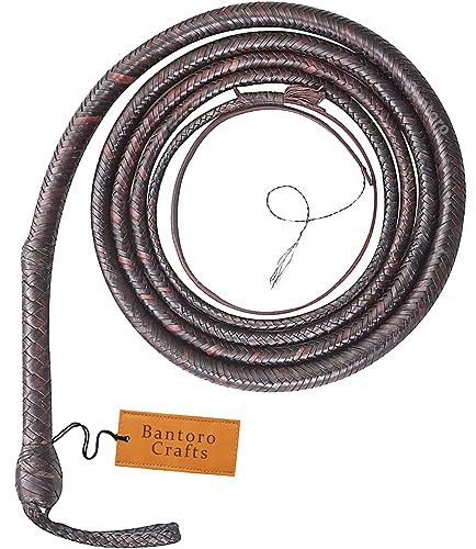 Bullwhip aus Leder, 1,2 bis 7,3 m, 16 Zöpfe aus Känguru-Leder, professionelle Peitsche, Bauch- und Leder-Nackenrolle innen (4,2 m))