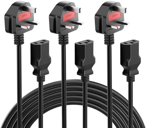 Computer Monitor Power Cord 6ft, NEMA 5-15P to IEC C13 Replacement Power Cable, 18AWG 10A 125V 3 Prong AC Cord for Office Equipment, TV, Printer, Projector, Durable PVC Cable for Old Cord Fix Gear