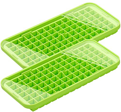 Webake Mini stampi quadrati in silicone per cubetti di ghiaccio con coperchio, 2 pezzi, 1,5 cm, piccoli vassoi quadrati per cubetti di ghiaccio per birra, cocktail, acqua, bibite, frutta