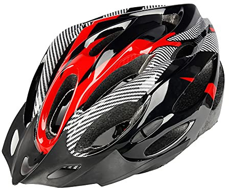 Fahrradhelm MäNner Frauen RennradmüTze - GrößEnverstellbar Fahrrad Mountainbike Helm FahrradzubehöR Outdoor Sport Schutzhelm Erwachsene Fahrradhelm Reithelm (Rot)