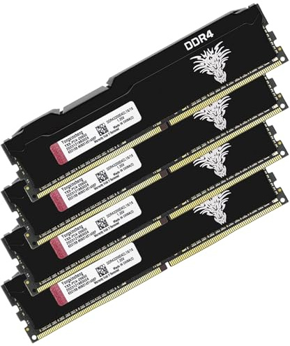 Yongxinsheng DDR4 3200 MHz 64 GB kit (4 x 16 GB) Desktop RAM PC4-25600 XMP 2.0 UDIMM Non-ECC obuffered 1,35 V 288 pin CL16 PC datorminne ram-modul uppgraderingsmodul för stationär dator (svart)