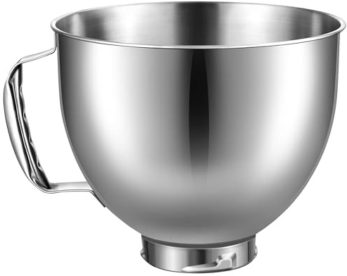 KITOART KSM150 Bol mélangeur en acier inoxydable pour batteurs sur pied à tête inclinable KitchenAid Artisan & Classic Series 4,5 pin/5 litres, argent, 5QT SSB