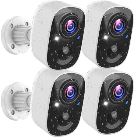 MaxiViz Security Cameras Wireless Outdoor (4 Pack), Battery Powered Cameras for Home Security with AI Motion Detection, 2K Color Night Vision, 2-Way Talk, IP66 Weatherproof, SD/Cloud Storage