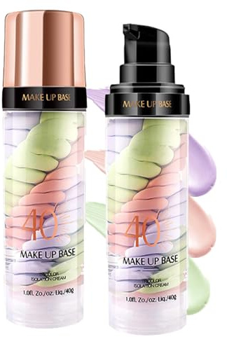 Drei Farben Concealer Primer Makeup, Facial Color Corrector Foundation, Gesicht Isolationscreme für Ebenmäßiger Hautton, Concealer, Feuchtigkeitsspendend Ölkontrolle, Hellt den Hautton auf