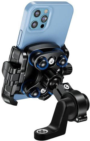 Porta Cellulare Moto 【Doppia Antivibrazione】 Porta Telefono Moto con Staffa in Alluminio Porta Cellulare Bici 5,4 a 7,2 Supporto Antivibrazione 【Rilascio Rapido】 Supporto Telefono Scooter come Regalo