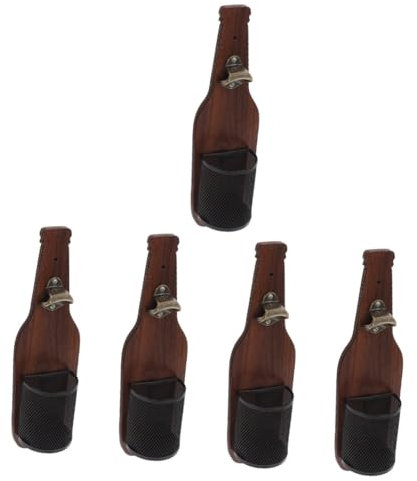 Garneck 5pcs Wall Mount Beer Bottle Opener Cap Catcher Manual Beverage Opener for Home Bar Outdoor Use Soda Bottle Opening Tool