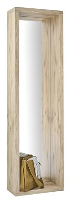 Stella Trading Frame Wandgarderobe Flurgarderobe in Viking Oak Optik, Moderne Garderobe mit Spiegel für Ihren Eingangsbereich, 51 x 178 x 24 cm (B/H/T)