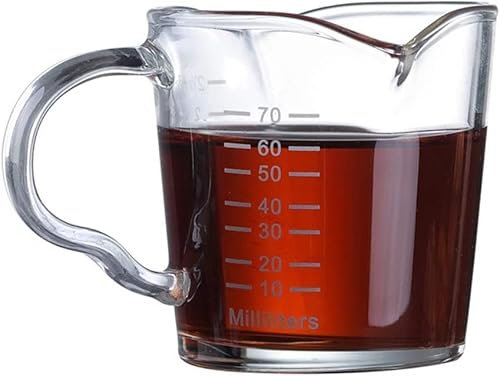 Tazza graduata, 1 pz. 70 ml Tazza graduata in vetro resistente al calore Jigger for caffè Tazza da oncia a doppia bocca Piccola tazza da latte con scala