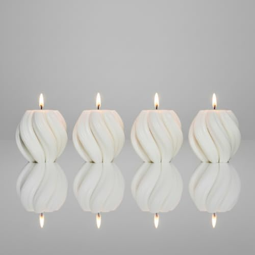 4 Stück Wellenkerzen Mittel - Swirl Kerzen - deko - Handmade Sojawachskerze - Weihnachten - Spiral-Kerze- Geschenke - Candlesdeko - Geburtstage - Weihnachtsgeschenke- Adventskerzen - gift