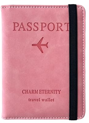 DURGOM ®️ Cartera Pasaporte protección RFID Muy útil para Viajar | Funda Pasaporte de Cuero con Alta Resistencia (Rosa)