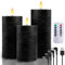 AiiBowy velas led recargables usb [3 piezas] velas led efecto llama con temporizador, velas electricas led cera real, velas eléctricas Control remoto, Navidad Halloween Cumpleaños Fiestas Bodas Negro