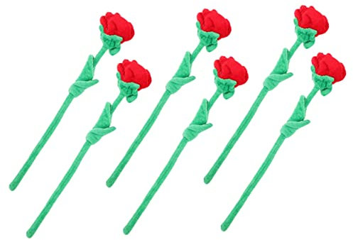 CIMAXIC Ramos De Flores De Peluche Rosa Artificial 6pcs Decoración para Hogar y Fiesta