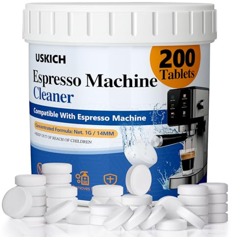 Espresso Machine Cleaning Tablets Descaling -200 Tablets, Compatible with Breville Barista Express, Gaggia, Delonghi, Jura, Philips - Universal Coffee Machine Cleaner Solution for Espresso Machines
