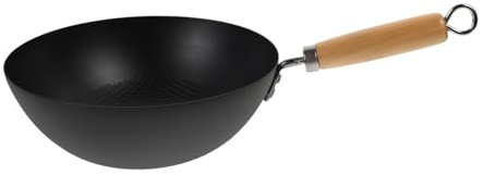 Zerodeko Small Wrought Iron Wok Pan for Gas Stove Single Person Stir-fry Frying Pan Everyday Kitchen Cookware