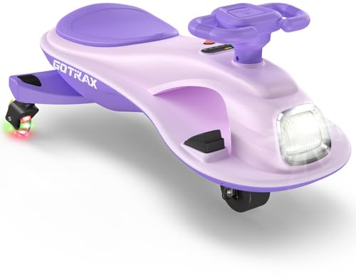 Gotrax WG1 Electric Wiggle Car for Kids, 12V Big Battery up to 120Min Playtime, Music Speaker &Rear Flash Wheels, Battery Display & Easy Assembly w/Pedal Throttle, Crazy Cart Gift for Ages 3+, 132Lbs
