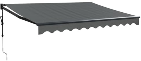 Emmtore Elektrische Markise mit Kurbel Sonnenmarkise mit Kurbel Automatisch, Gelenkarmmarkise für Terrasse Balkon, Sonnenschutz Terrassenmarkise Balkonmarkise Anthrazit 3x2,5 m511