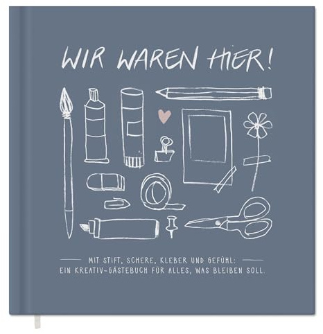 Eine der Guten Gästebuch blanko 100 Seiten, Hochzeit und Geburtstag, Blau | Zum freien Gestalten ohne Vorgaben, Hardcover mit Fadenbindung und Leseband, festes FSC-Papier, 21x21 cm quadratisch
