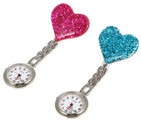 HEMOTON Pack Herz Krankenschwester Taschenuhren aus Legierung mit Glas | 2 Stück, Digitales Design mit Präzisem Zeitmesser, Zarte Form für Damen und Mädchen