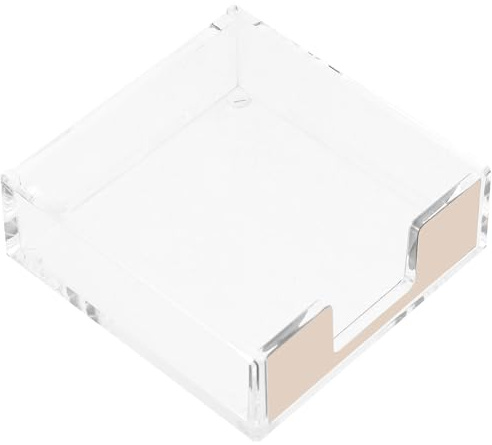 NULYLU Notizblockhalter aus Goldenem Acryl und Edelstahl für Schreibtisch mit Verschleißfester Praktischer Funktion und Klarem Schlichtem Design für Büro und Zuhause