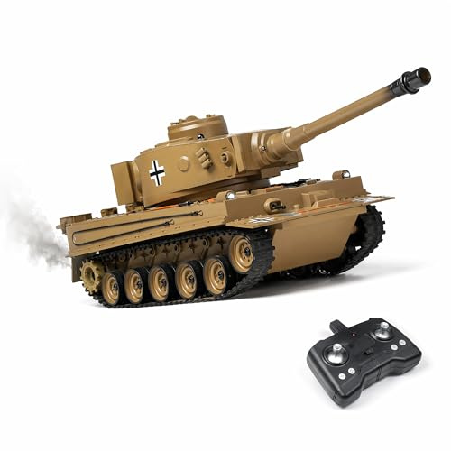 AoreSpty RC Tank that Shoots Water Bullets, 1:22 Tiger Remote Control Tank with Infrared Battle System, Army Toy for Kids and Adults, RC Military Vehicles