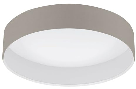EGLO LED Deckenlampe Pasteri, Textil Deckenleuchte Schlafzimmer | Lampe Decke Wohnzimmer, Wohnzimmerlampe aus Stoff und Kunststoff in Taupe und Weiß, Ø 32 cm