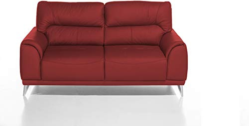 Mivano 2-Sitzer Couch Frisco / 2er Ledercouch in Kunstleder passend zum Sessel und 3er Sofa Frisco / Sofagarnitur / 166 x 92 x 96 / Rot