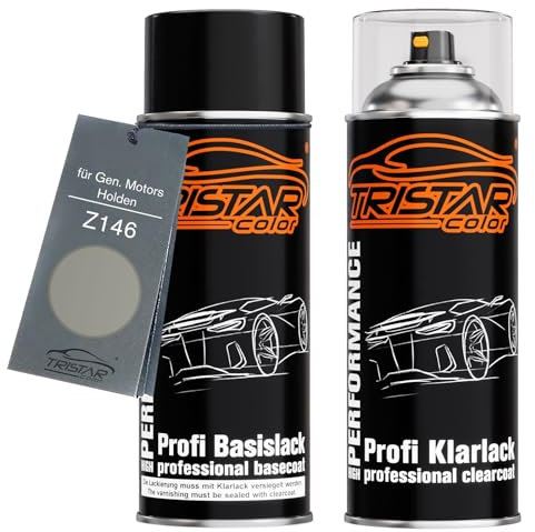 TRISTARcolor Autolack Spraydosen Set für Gen. Motors/Holden Z146 Olive Grey Metallic Basislack Klarlack Sprühdose 400ml