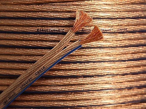 electrosmart 5m Quality 2 x 2.5mm Loud Speaker Cable - Multi-Strand 444 (2x 222 Strand) - Outside Dimensions of Cable: 9.1mm x 4.2mm - 14 AWG - 30A Max - Ideal for Car Audio & Home HiFi | Outside Dimensions: 9.1mm x 4.2mm, 30A Max, Ideal for Car Audio & Home HiFi
