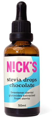 NICKS Stevia Drops Chocolate (50ml) Natural Sugar Free Zero Calorie Liquid Keto Sweetener Gluten Free Low Carb Sugar Substitute Alternative (Pack of 1) | Keto, sugar-free, calorie-free, low carb, with pipette