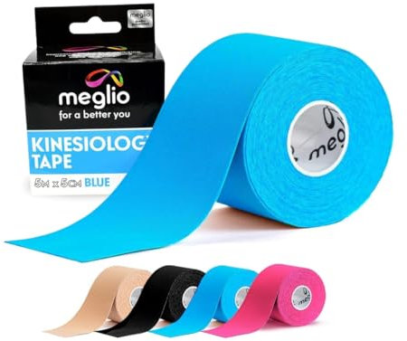 Meglio Kinesiology Tape - Uncut 5m Roll Sports Tape Strapping for Injuries, Support Muscle Tape, K Tape, Physio Tape, Trans Tape, Athletic Tape, Breathable & Waterproof | (Blue)