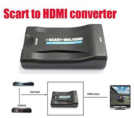 BW Scart a HDMI Vídeo Audio upscale convertidor señal AV adaptador HD receptor TV DVD Sky Box Reino Unido/UE adaptador de enchufe