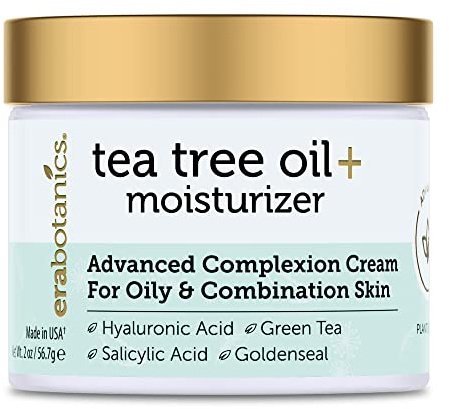 Era Organics Tea Tree Moisturizer Cream - Advanced Oily Skin Moisturizer for Acne Prone Skin - Non-Greasy Tea Tree Oil Face Cream Enhanced With Salicylic Acid, Green Tea, Zinc - Made in USA
