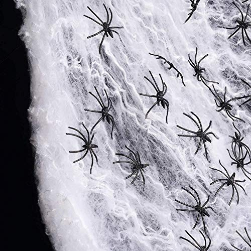 THE TWIDDLERS 300g Ragnatela di Halloween realistica con 40 Ragni - Decorazione di Halloween
