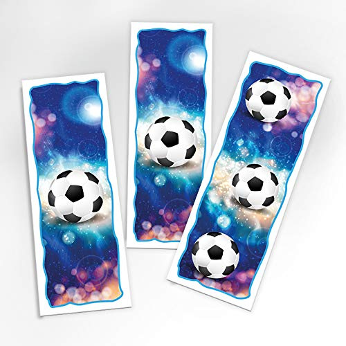 12 Lesezeichen Mitgebsel Fussball blau Gastgeschenk beim Geburtstag Kindergeburtstag Hochzeit Taufe Mädchen Jungen Jungs (12 Lesezeichen)