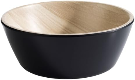 APS 84606 Schale FRIDA, Ø 12,5 cm, Höhe 4,5 cm, Melamin, schwarz/Holzoptik