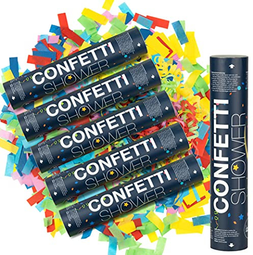 ILP 6 x Tubi Coriandoli e Stelle Filanti Carnevale Senza Botto - Colorato Spara Coriandoli Compleanno - Sparacoriandoli Laurea da Utilizzare come Decorazione per Promessa di Matrimonio