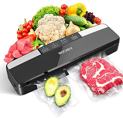 WOCVRYY Envasadora al Vacio 6 en 1 para Uso Doméstico y Comercial, Envasadora al Vacio Profesional de Alimentos Secos y Húmedos, Incluye 10 Bolsas de Vacío de Grado Alimenticio y Manguera de Vacío