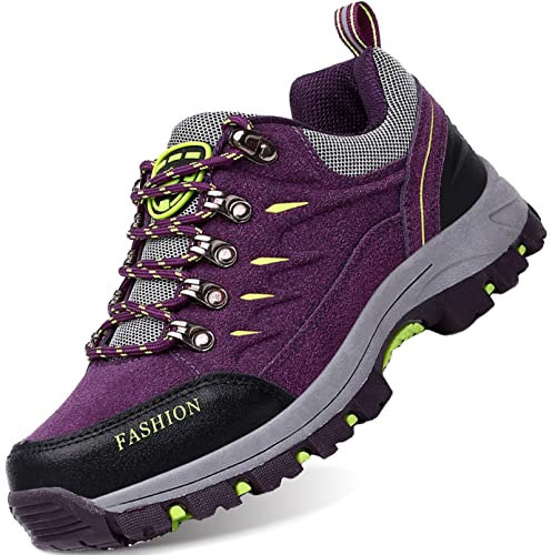 IYVW 8010 Chaussure de randonnée Femme Imperméable Respirant Antidérapant Sneakers de Trekking Chaussures de Marche Promenades Voyages Violet 39 EU
