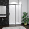 Mampara de ducha - Corredera - Vidrio Templado 8mm - Easyclean - Una hoja corredera Otra fija - Perfil de aluminio negro mate - Disponible en varios tamaños - 100x200cm