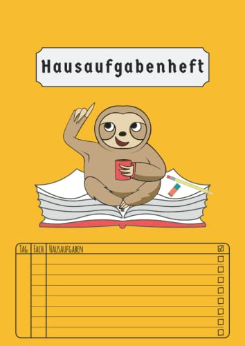 Hausaufgabenheft: Din A4 Grundschule Mädchen Junge Faultier | Aufgabenheft Ohne Datum Für Jungs | 50 Blatt | Version 2022/2023