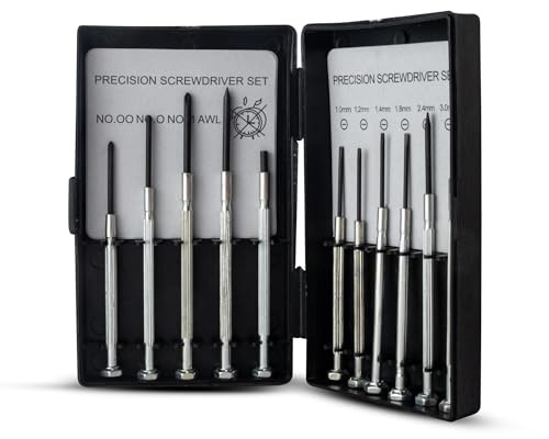 ZYBUX Precision Screwdriver Set Mini Glasses Repair Kit - 11 Pieces Micro Tool Box for Eyeglasses, Watches, Jewellers, and Household Repair - Flathead and Philips Screwdrivers with Case