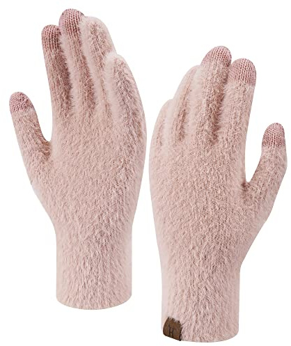 ZASFOU Damen Winter Touchscreen Handschuhe Nerzsamtimitat Elastische Warme Winterhandschuhe für kaltes Wetter