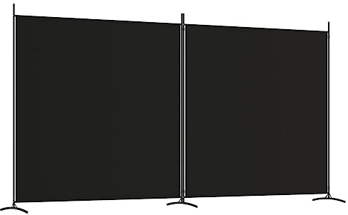 vidaXL Paravent 2-TLG. Raumtrenner Raumteiler Trennwand Umkleide Sichtschutz Spanische Wand Wohnzimmer Schlafzimmer Schwarz 348x180cm Stoff