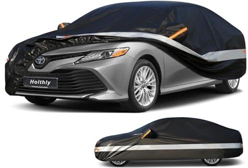 Holthly 10 Layers Sedan Car Cover Waterproof All Weather for Automobiles,100% Waterproof Outdoor Car Covers Rain Snow UV Dust Protection. Custom Fit for BMW 3 Series Mercedes C Class Audi A4 A5, etc
